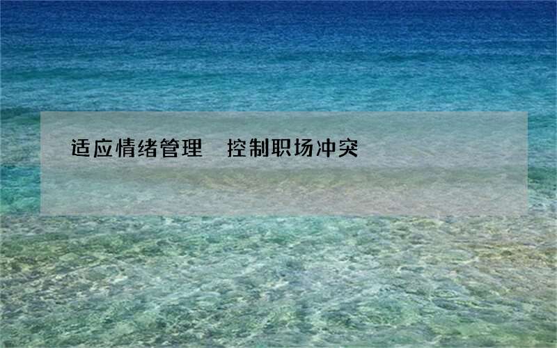 适应情绪管理 控制职场冲突